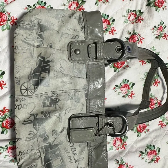 Coach Gray and Silver Signature Tote - Picture 2 of 10